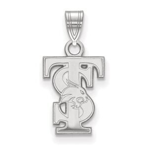Sterling Silver Rhodium Plated Texas State University Small Pendant